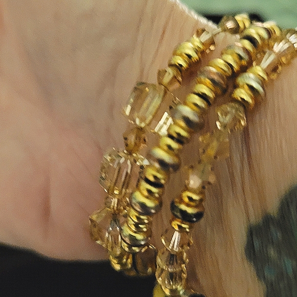 Alex and Ani champagne crystal 3 bracelet set. - Picture 2 of 3